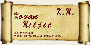Kovan Miljić vizit kartica